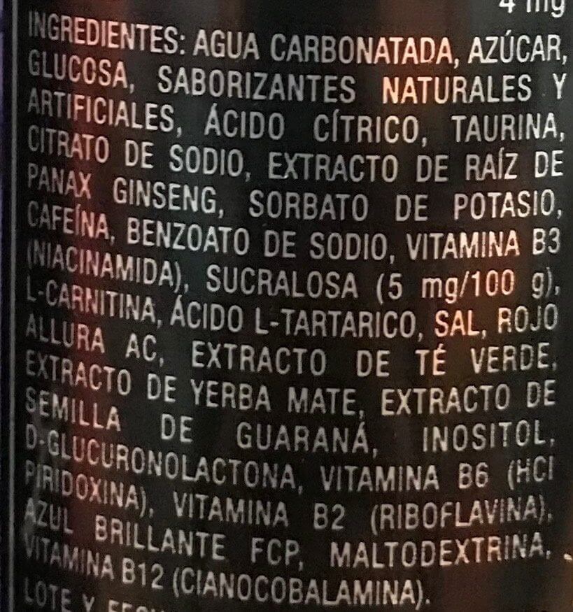 Contenido bebida monster