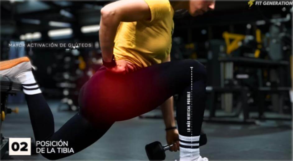Cómo hacer sentadillas búlgaras correctamente 15 » Tienda VitaSport Posición de la tibia glúteos