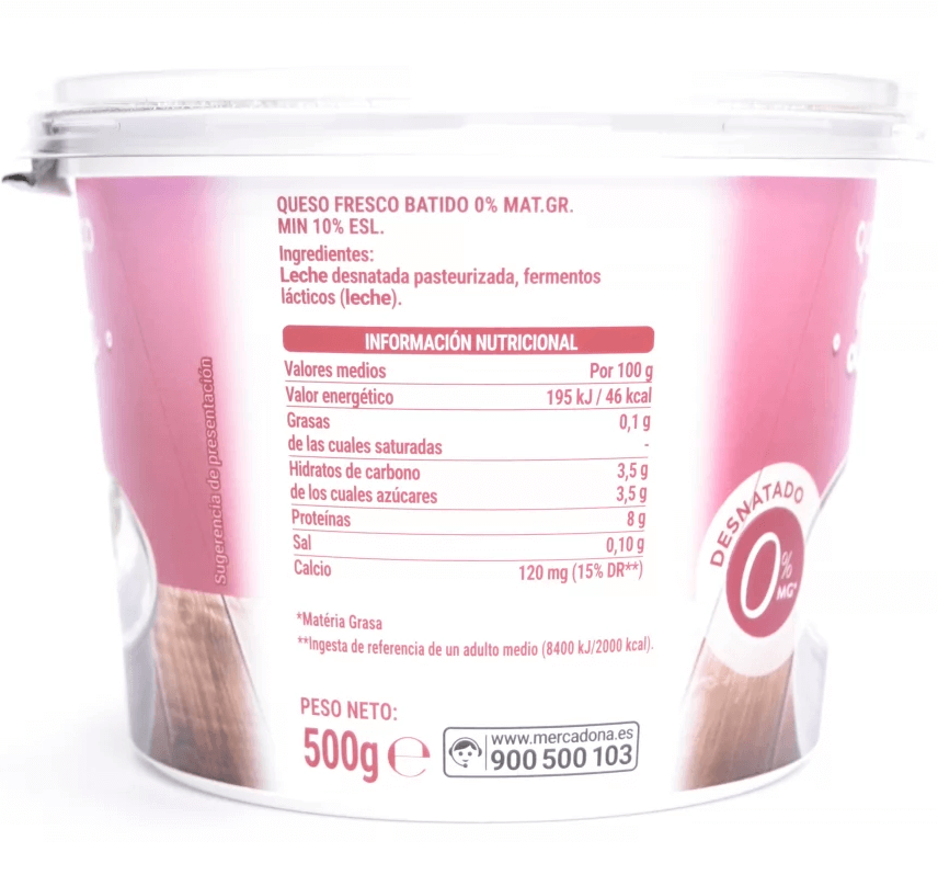 Dietista analiza y opina sobre el Queso 0% de Mercadona 2 » Tienda VitaSport Descripción del producto queso