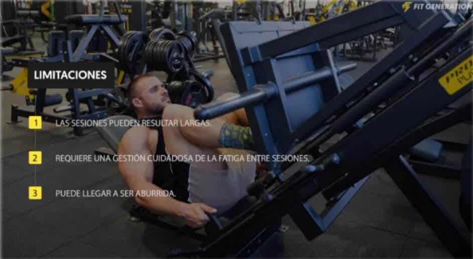 Limitaciones rutina torso–pierna