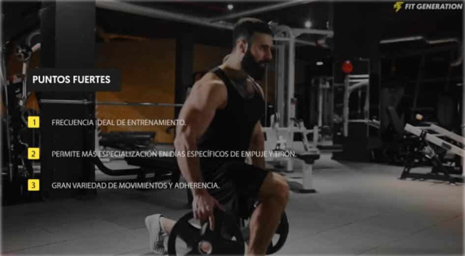 Puntos fuertes rutina Push pull legs