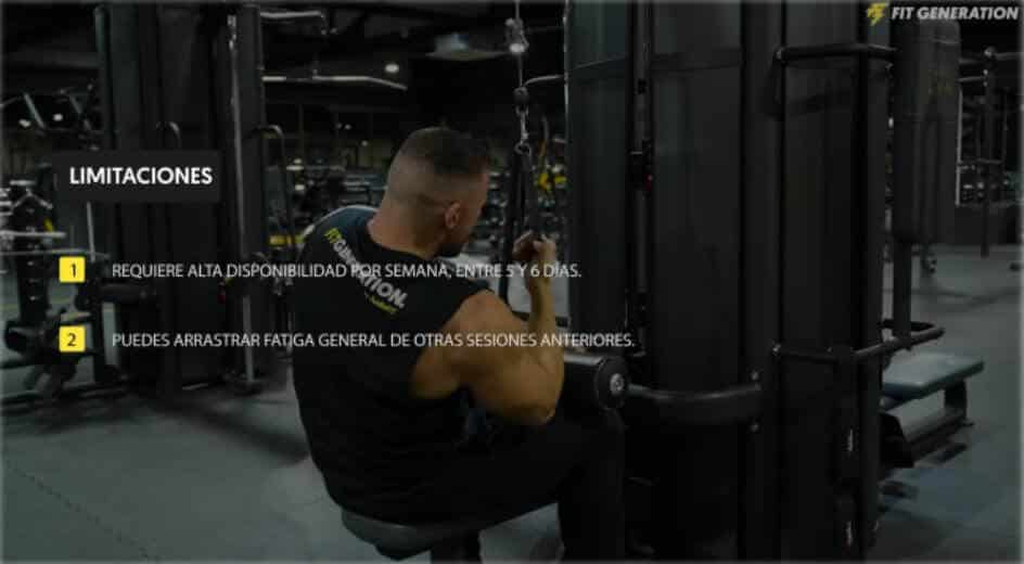 Limitaciones rutina push pull legs seis días