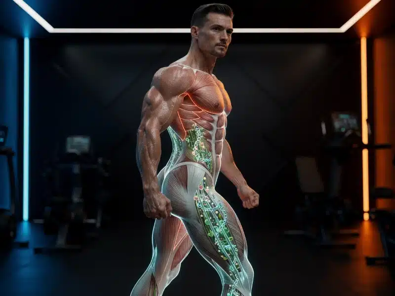bebida vegetal en nutrición deportiva y recuperación atleta preparando batido con bebida vegetal después de entrenar