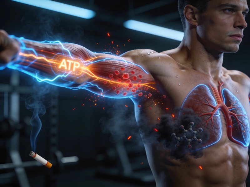 visualización científica de ATP oxígeno y estrés oxidativo en atleta de alto rendimiento